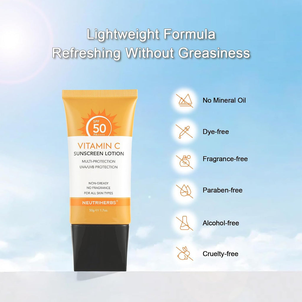 NEUTRIHERBS Sunscreen SPF 50 Face & Body PA++++ Sunblock Lotion, Broad Spectrum, Vitamin E & C Face Sunscreen