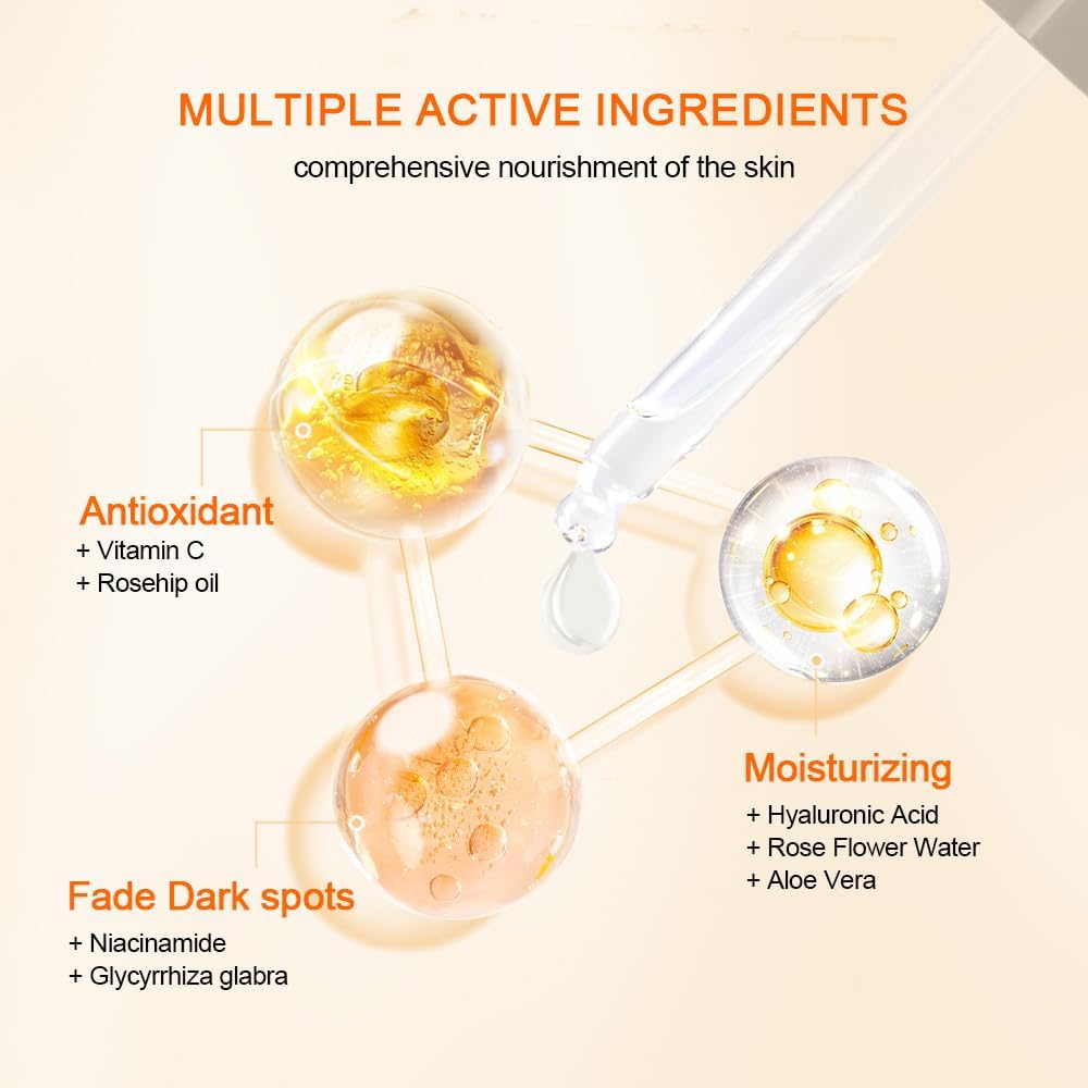 NEUTRIHERBS Vitamin C Serum for Face with Hyaluronic Acid, Firm, Anti Aging, Brighten, Even Skin, Daily Skincare Natural Nourish Facial Serum,1 fl oz