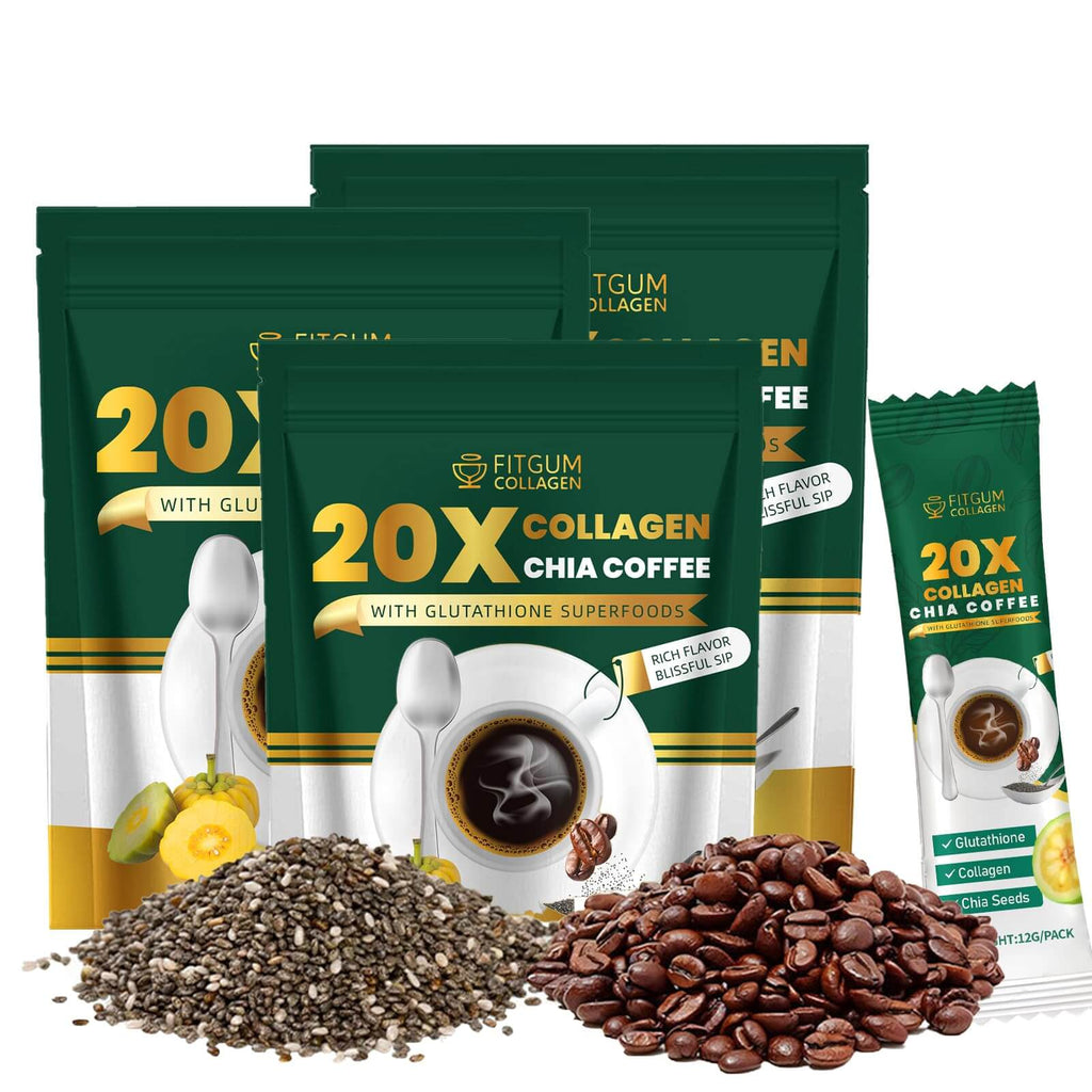 Fitgum Collagen 20X Chia 11 in 1 Shape Coffee Mix, Fitgum Collagen Chia Coffee Mix, Whitening Coffeemix - 12g x 10pcs (1)