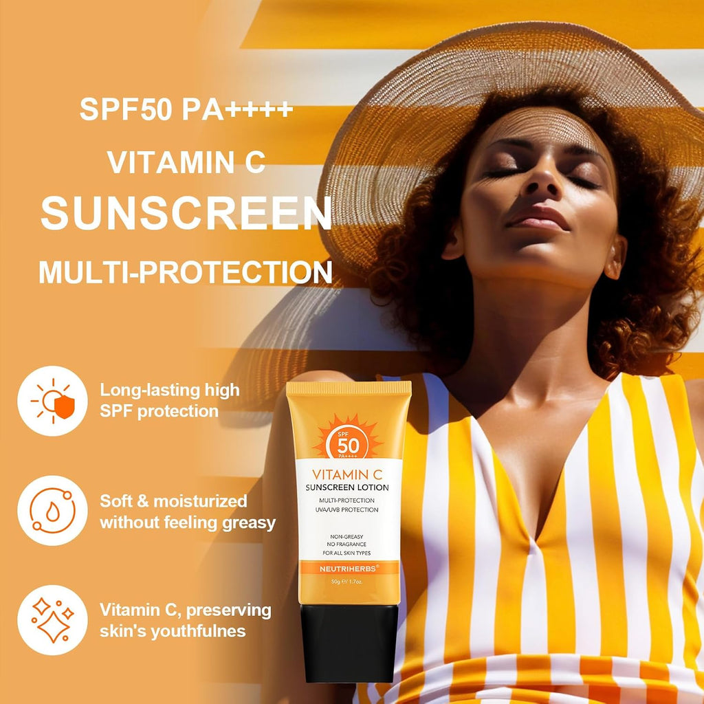 NEUTRIHERBS Sunscreen SPF 50 Face & Body PA++++ Sunblock Lotion, Broad Spectrum, Vitamin E & C Face Sunscreen