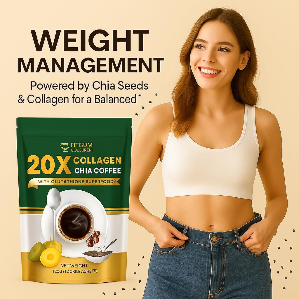 Fitgum Collagen 20X Chia 11 in 1 Shape Coffee Mix, Fitgum Collagen Chia Coffee Mix, Whitening Coffeemix - 12g x 10pcs (1)