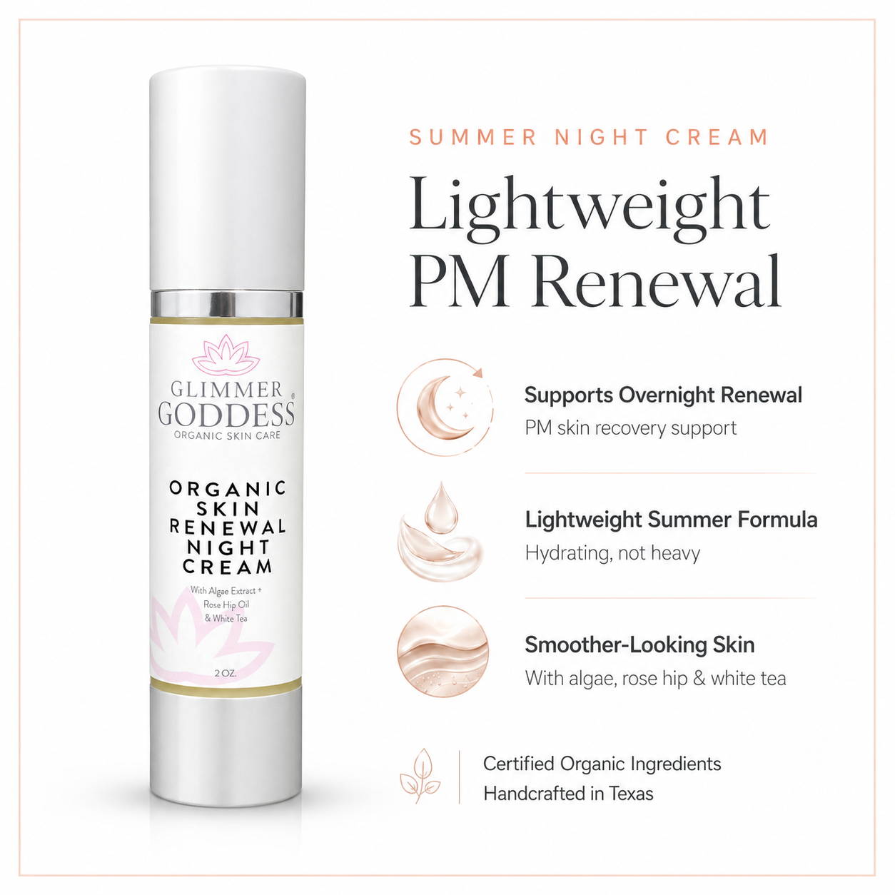 Organic Skin Renewal Night Cream 2 oz – Anti-Aging